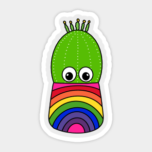 Cute Cactus Design #336: Cute Cactus In Rainbow Colored Pot Sticker